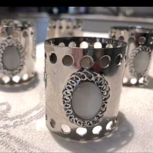 Silver with pearl napkin rings for sale